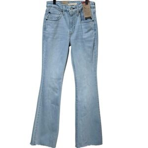 Levis Womens High Rise Flare Jeans Sz 2 (26x32) Stellar Stretch Light Blue Denim